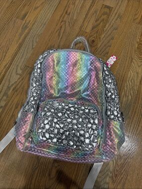 Brand new with tags*Bari Lynn Metallic Silver Bubble Rainbow Backpack